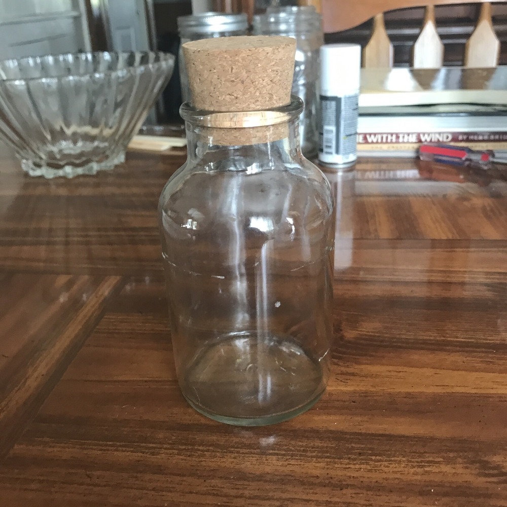 Bath salts soap glass bottle with cork lid 7 Inches